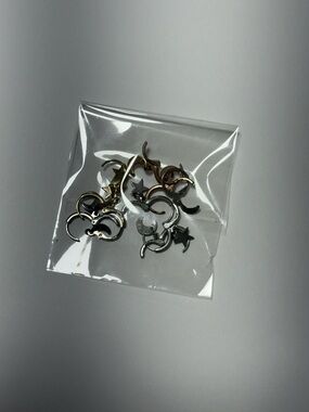 Moon & Star Mixed Metal Charm Hoop Earring Set